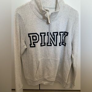 PINK brand, NWT, size L, Henley style with front pocket, light heather gray